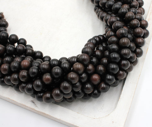 Tiger Ebony Wood Beads, 10mm, Round